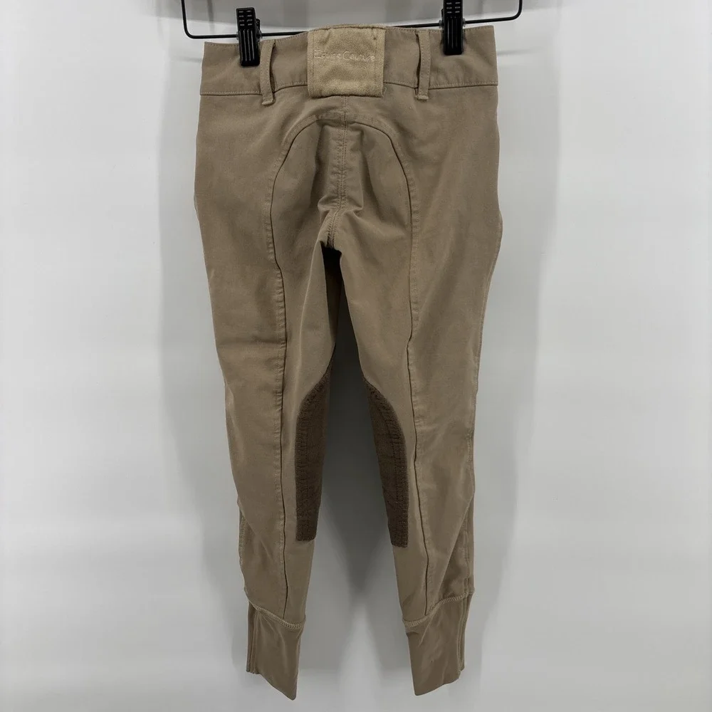 Equine Couture Equestrian Breeches‎ Youth Size 8 Khaki Coolmax Champion Patches